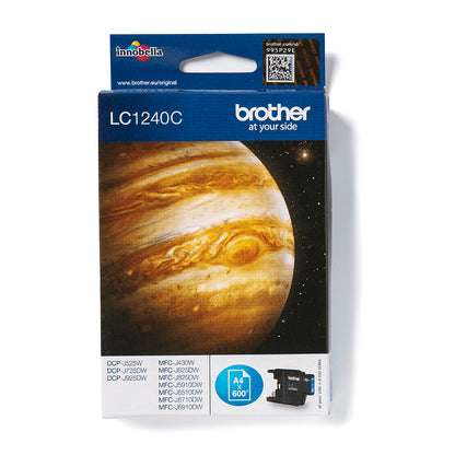 Brother LC-1240C Genuine Cyan Ink Cartridge, 600 Pages
