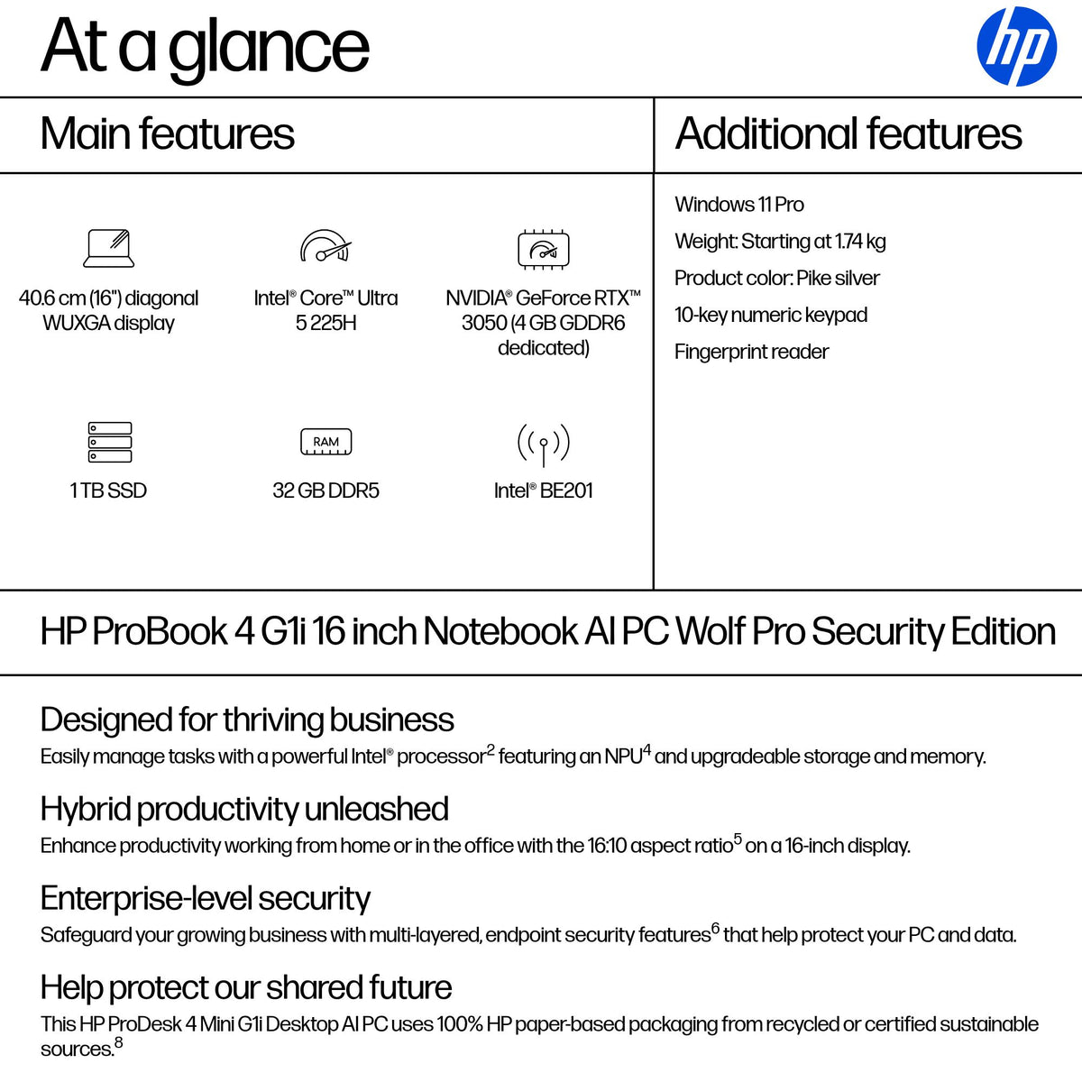 HP ProBook 4 G1i 16" Laptop – Core Ultra 5 225H, 32GB, 1TB SSD, image 4