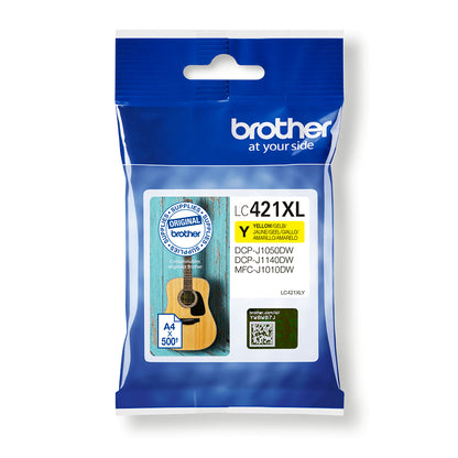 Brother LC-421XLY Genuine Yellow High-Yield Ink Cartridge, 500 Pages