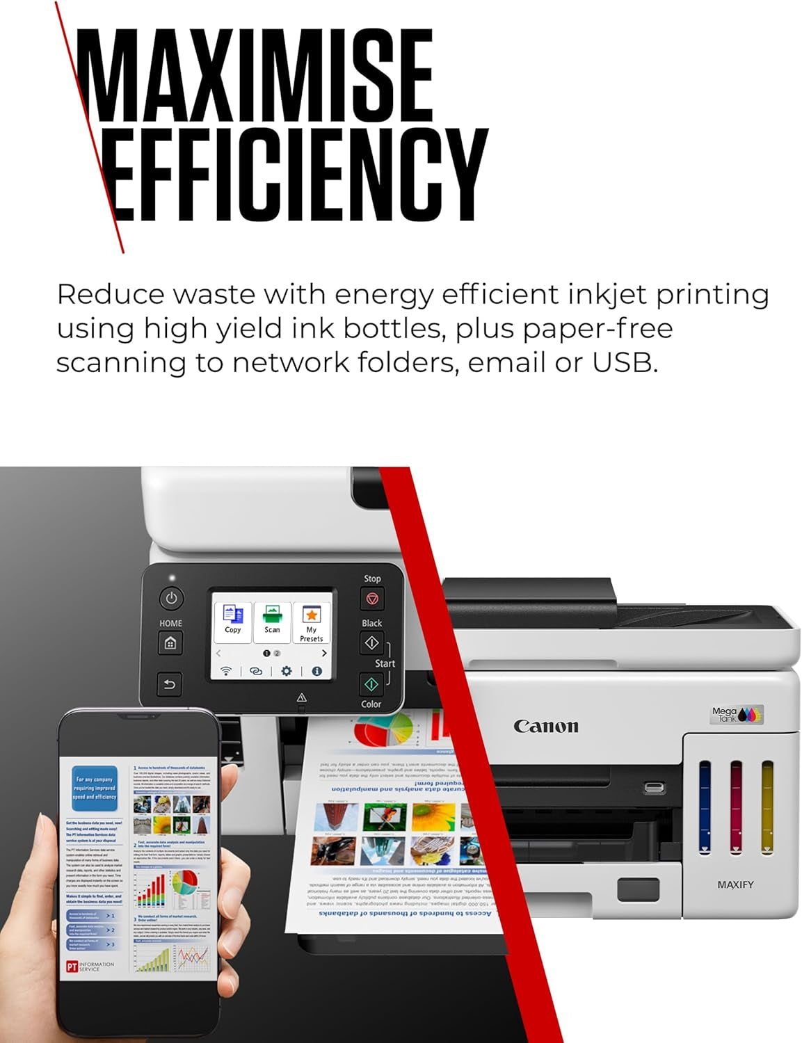 Canon MAXIFY GX6150 A4 Colour Inkjet Multifunction Printer, Duplex, Wi-Fi, image 5