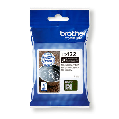 Brother LC-422BK Genuine Black Ink Cartridge, 550 Pages