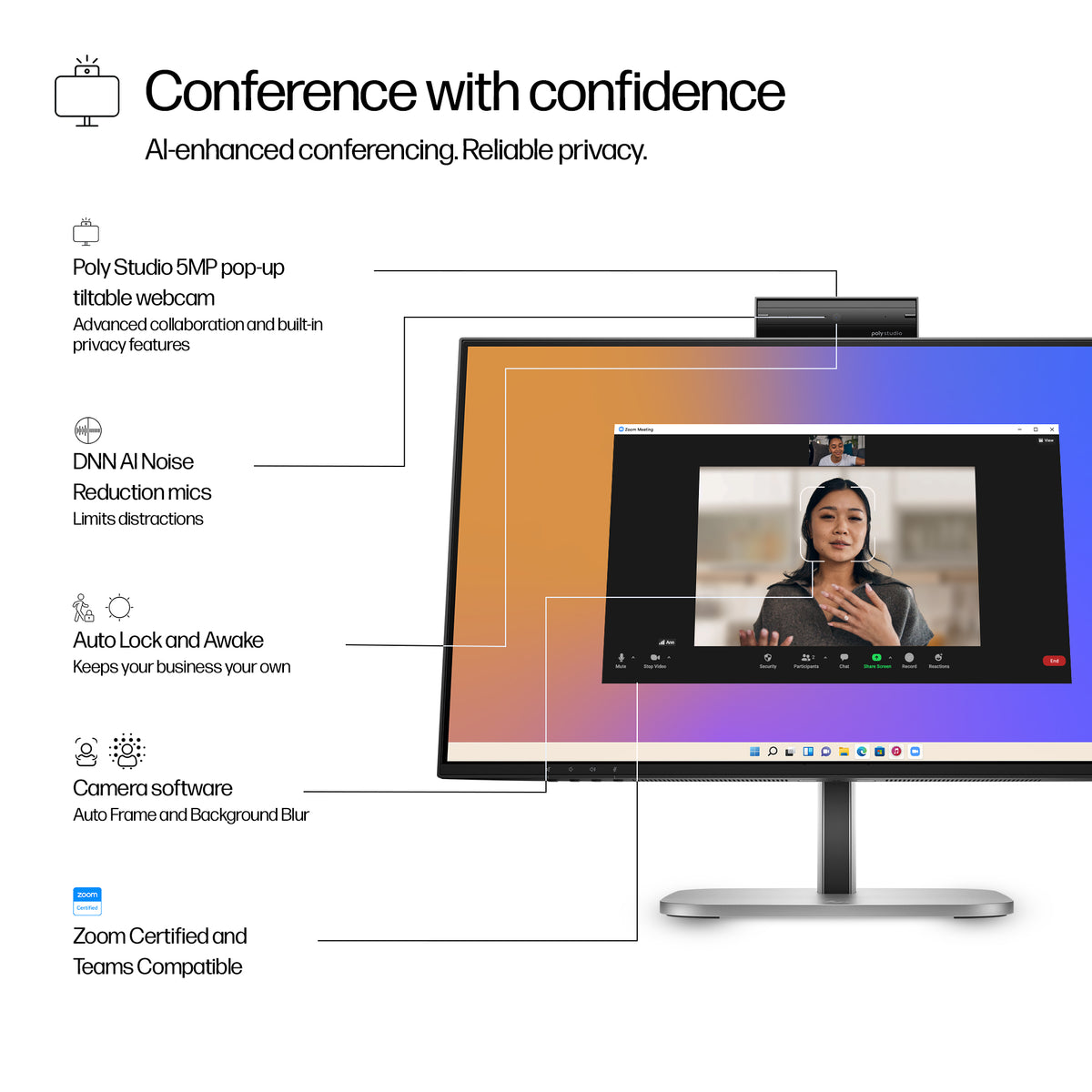 HP Series 5 Pro 23.8 inch FHD USB-C Conferencing Monitor, image 6