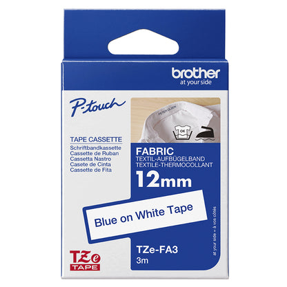 Brother TZe-FA3 Blue on White Label Tape, 12mm x 3m, image 4
