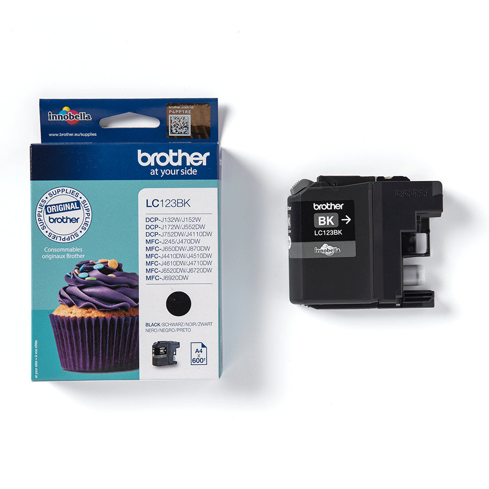 Brother LC-123BK Genuine Black Ink Cartridge, 600 Pages, image 2