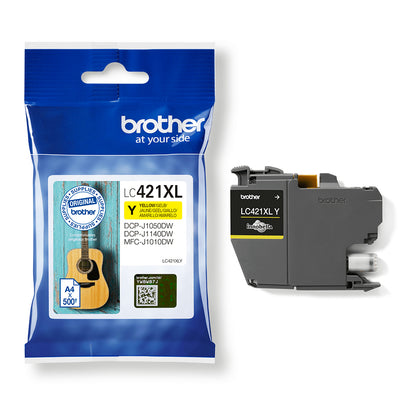 Brother LC-421XLY Genuine Yellow High-Yield Ink Cartridge, 500 Pages, image 2