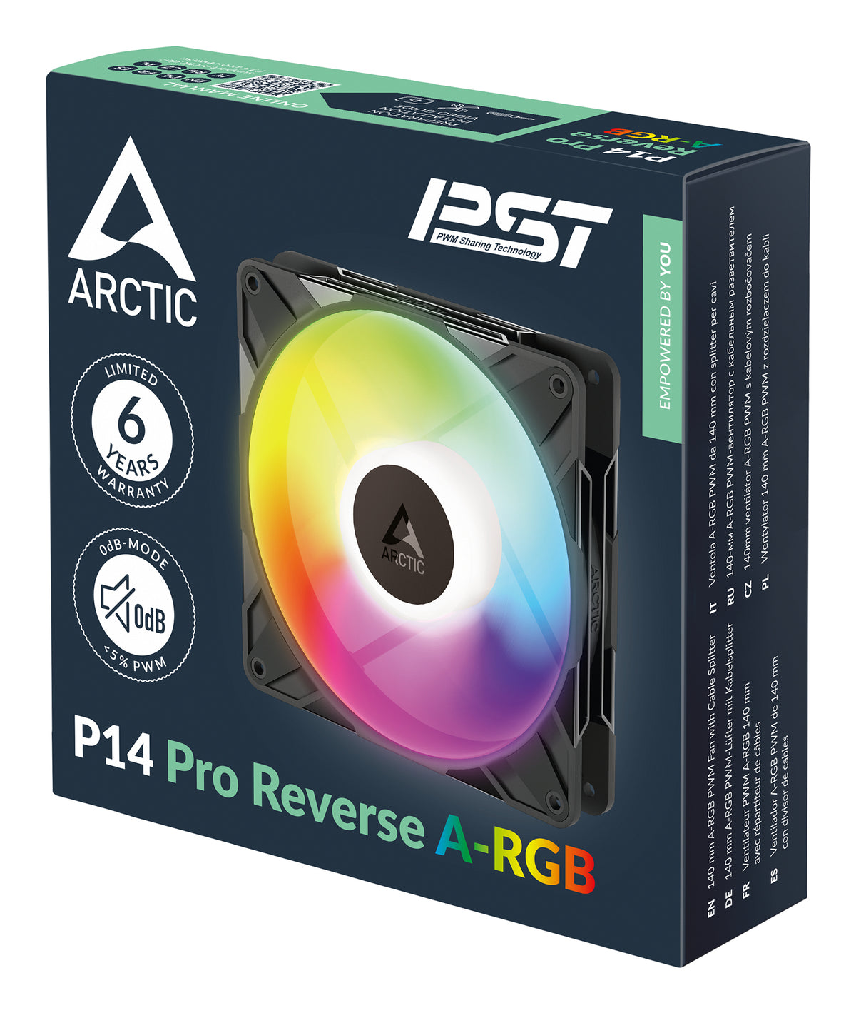 Arctic Freezer P14 Pro Reverse A-RGB - 140 mm A-RGB PWM Fan with Cable Splitter, image 6