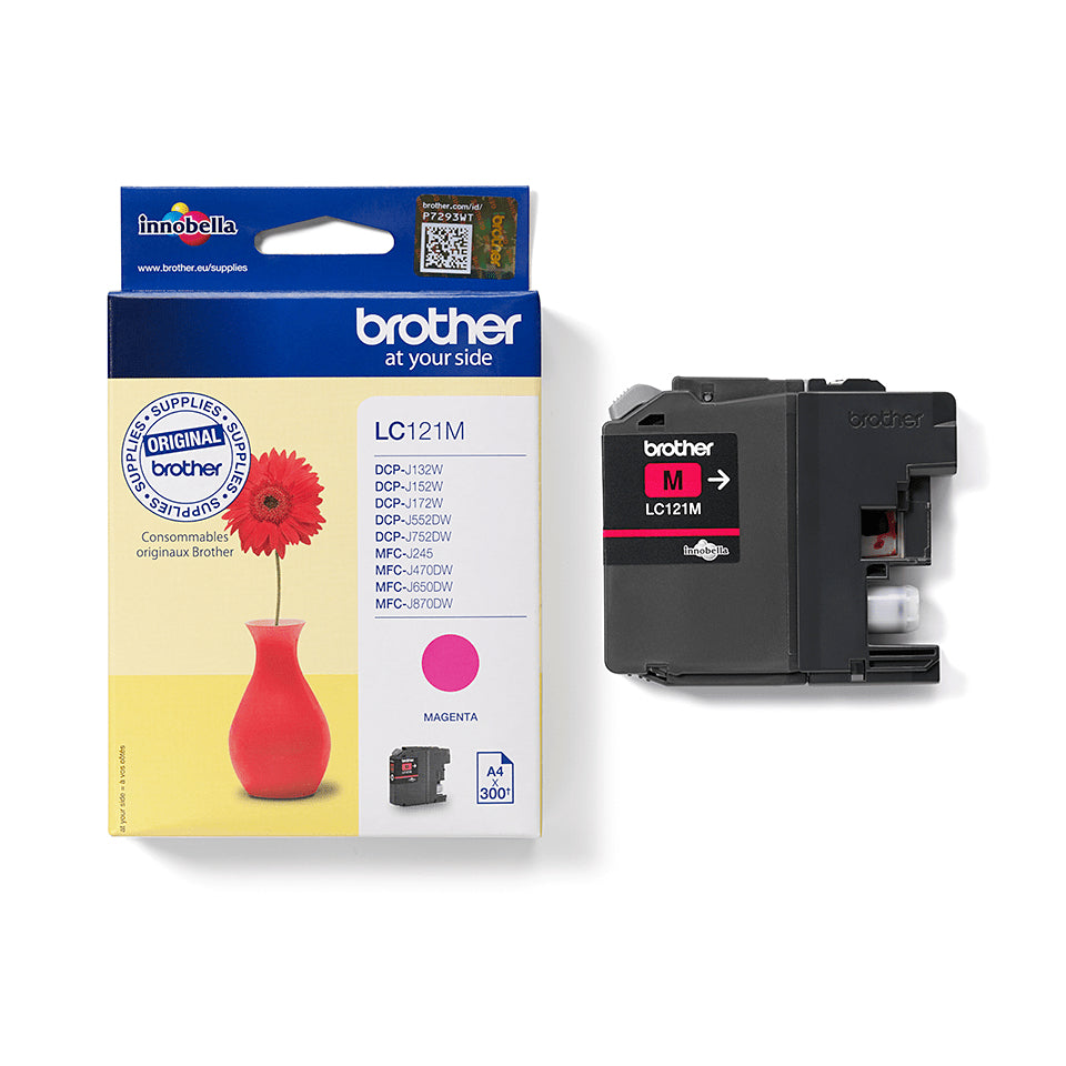 Brother LC-121M Genuine Magenta Ink Cartridge, 300 Pages, image 3