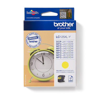 Brother LC-125XLY Genuine Yellow High-Yield Ink Cartridge, 1,200 Pages