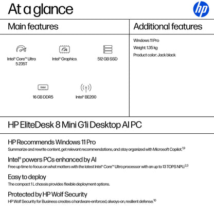 HP EliteDesk 8 Mini G1i PC – Core Ultra 5 235T, 16GB, 512GB SSD, image 3