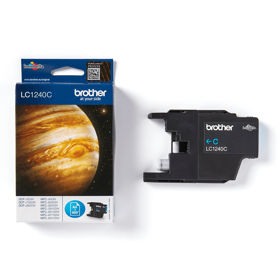 Brother LC-1240C Genuine Cyan Ink Cartridge, 600 Pages, image 2