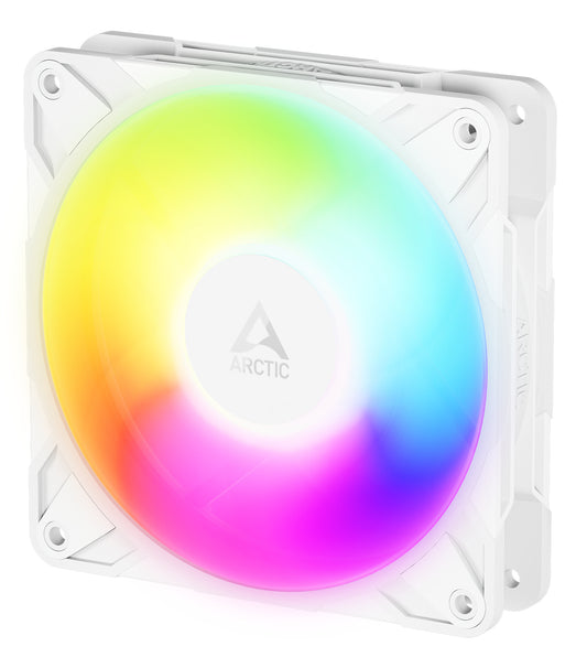 ARCTIC P12 Pro ARGB 120mm PWM Reverse Blade Case Fan w/ Cable Splitter, Fluid Dynamic Bearing, 500-3000 RPM, White