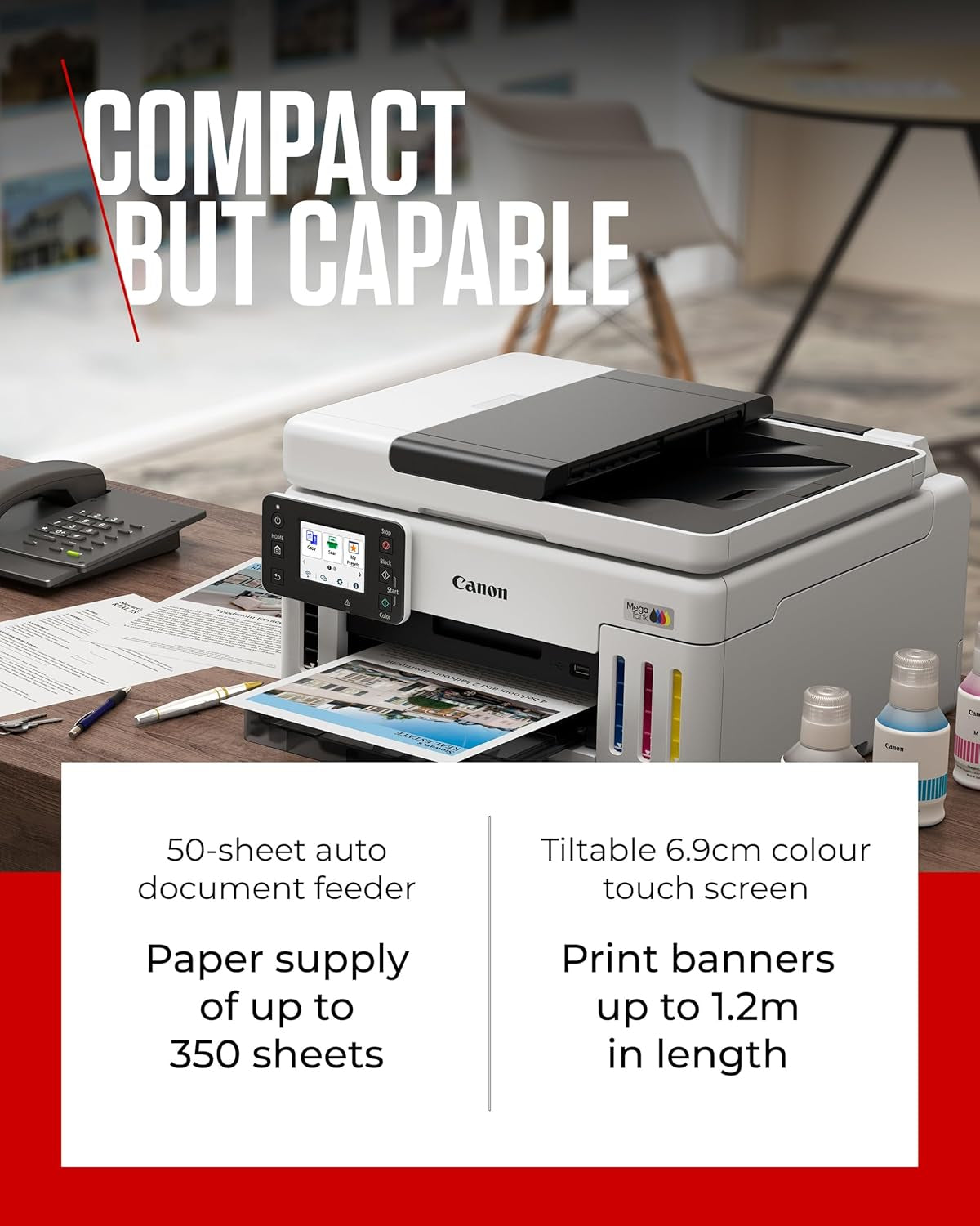 Canon MAXIFY GX6150 A4 Colour Inkjet Multifunction Printer, Duplex, Wi-Fi, image 3