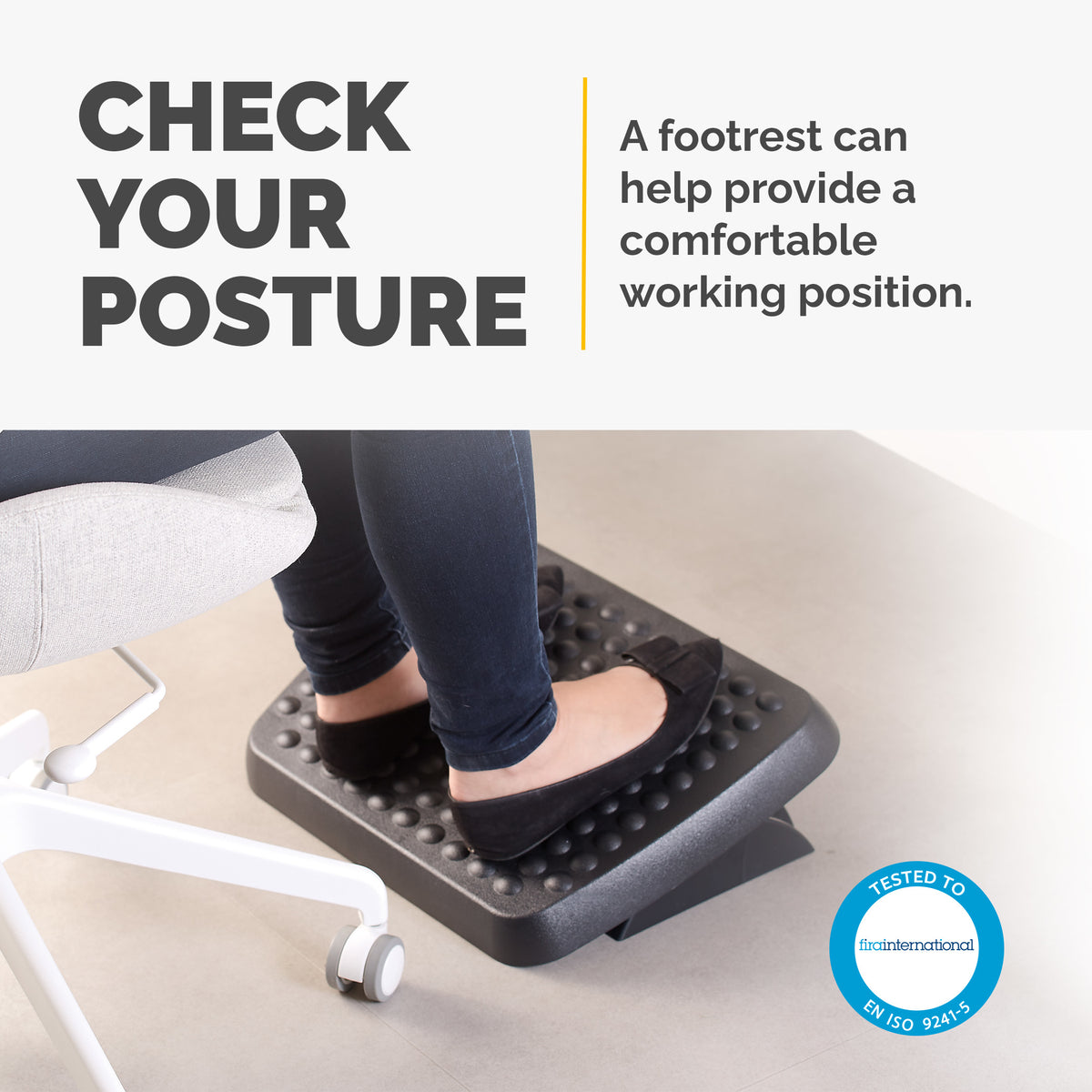 Fellowes Foot Rest Under Desk - Standard Foot Support Ergonomic Foot Rest with Textured, image 2