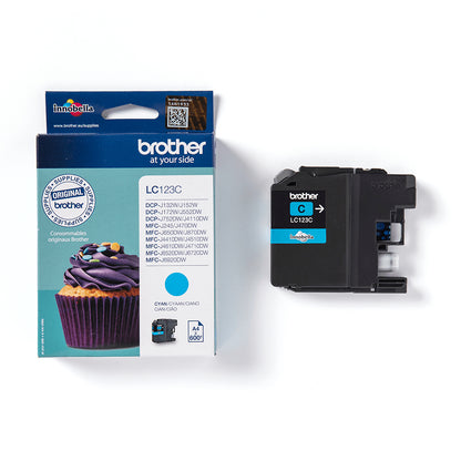 Brother LC-123C Genuine Cyan Ink Cartridge, 600 Pages, image 2
