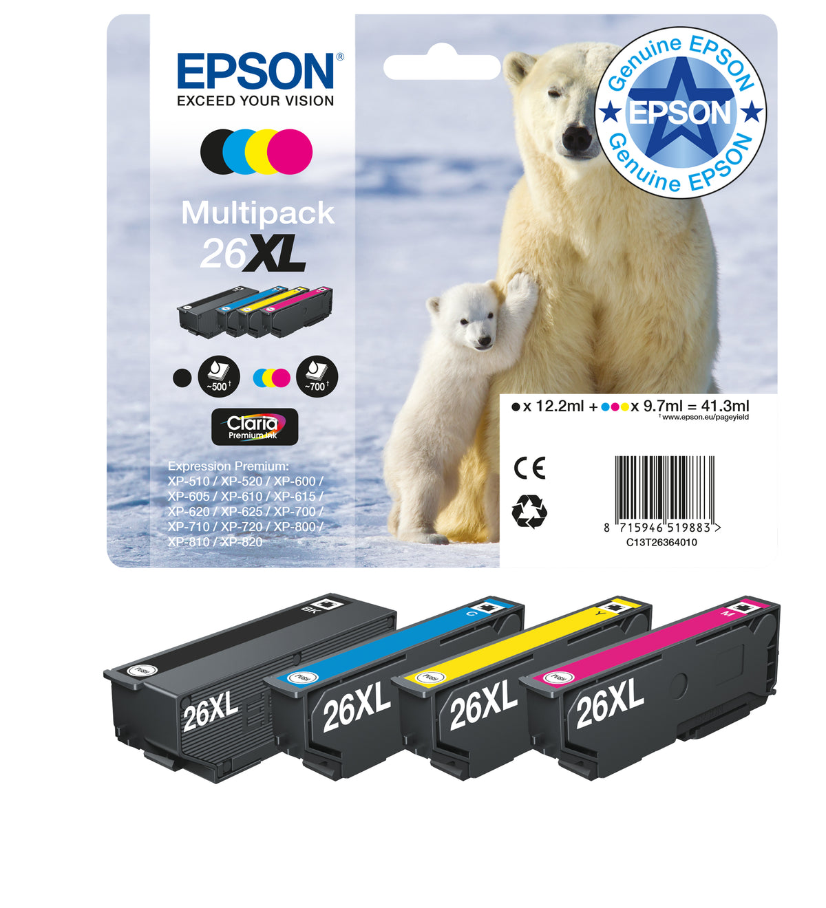 Epson 26XL Genuine 4-Colour High-Yield Ink Multipack, image 2