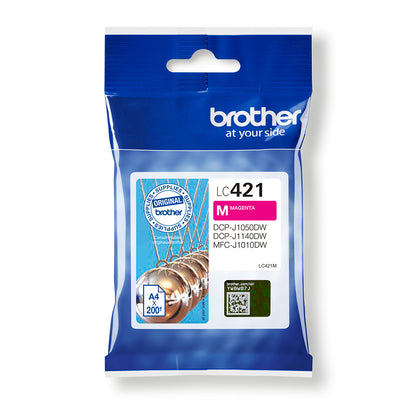 Brother LC-421M Genuine Magenta Ink Cartridge, 200 Pages