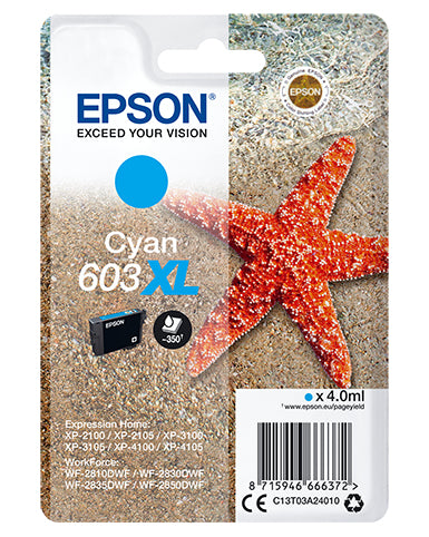 Epson 603XL Genuine Cyan High-Yield Ink Cartridge