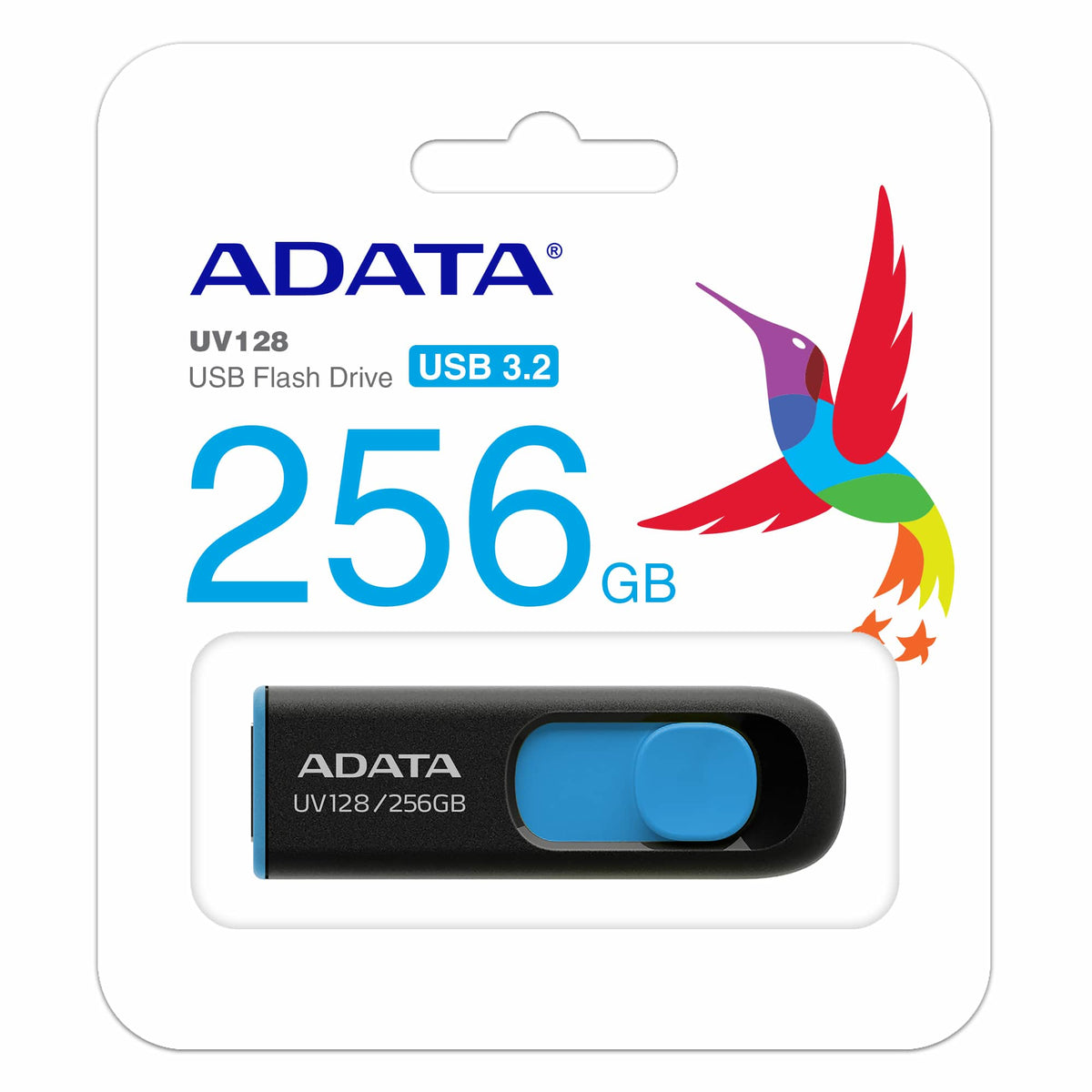 ADATA UV128 USB Flash Drive 256 GB USB Type-A 3.2 Gen 1 Black, Blue, image 4