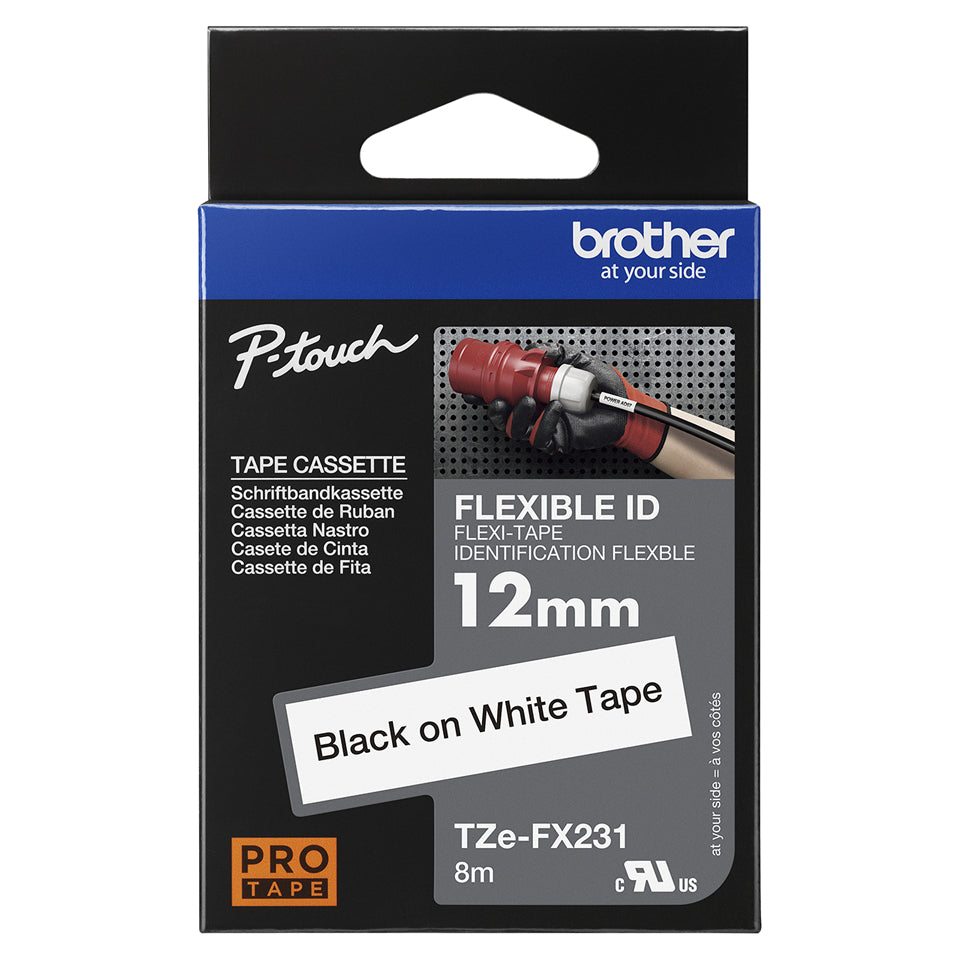 Brother TZe-FX231 Black on White Label Tape, 12mm x 8m, image 3