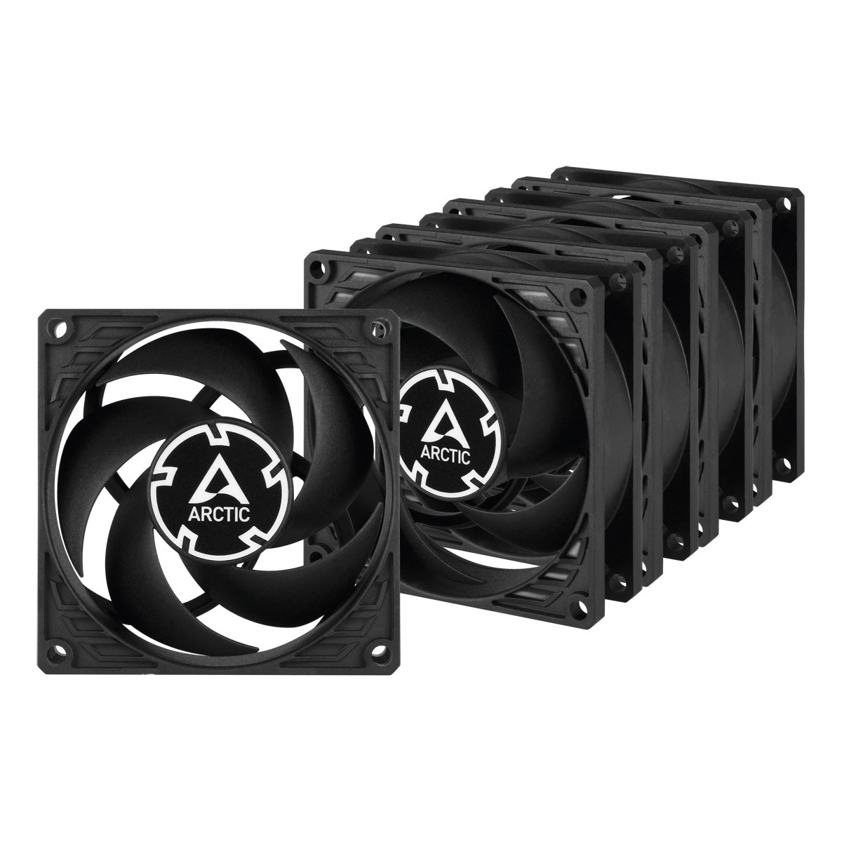 ARCTIC P8 80mm Pressure Optimised PWM PST Case Fan w/ Cable Splitter (5 Pack), Black, Fluid Dynamic, 200-3000 RPM, Value Pack