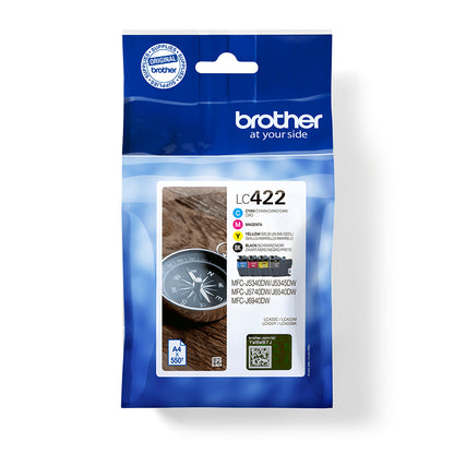 Brother LC-422 Genuine 4-Colour Ink Multipack, 550 Pages