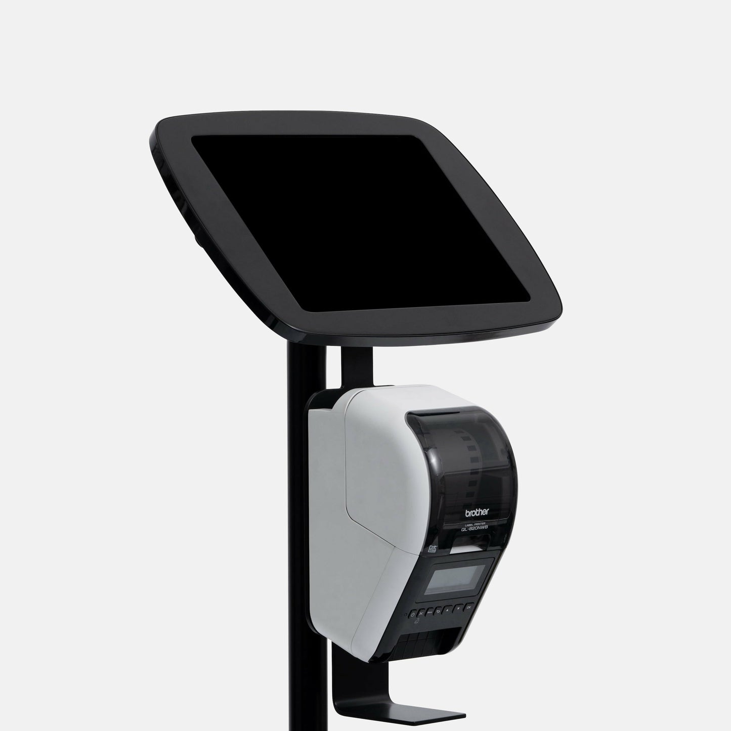 Bouncepad Original Elevate + Brother Printer Mount (inc USB Cable) | Apple iPad Pro 3rd, 4th, 5th and 6th Gen 12.9 (2018 - 2022) | Black | Covered Front Camera and Home Button