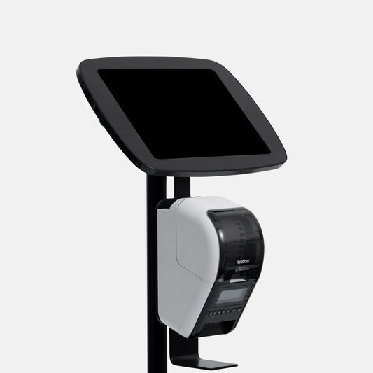 Bouncepad Original Elevate + Brother Printer Mount (inc USB Cable) | Samsung Galaxy Tab S8+ 12.4 (2022) | Black | Covered Front Camera and Home Button