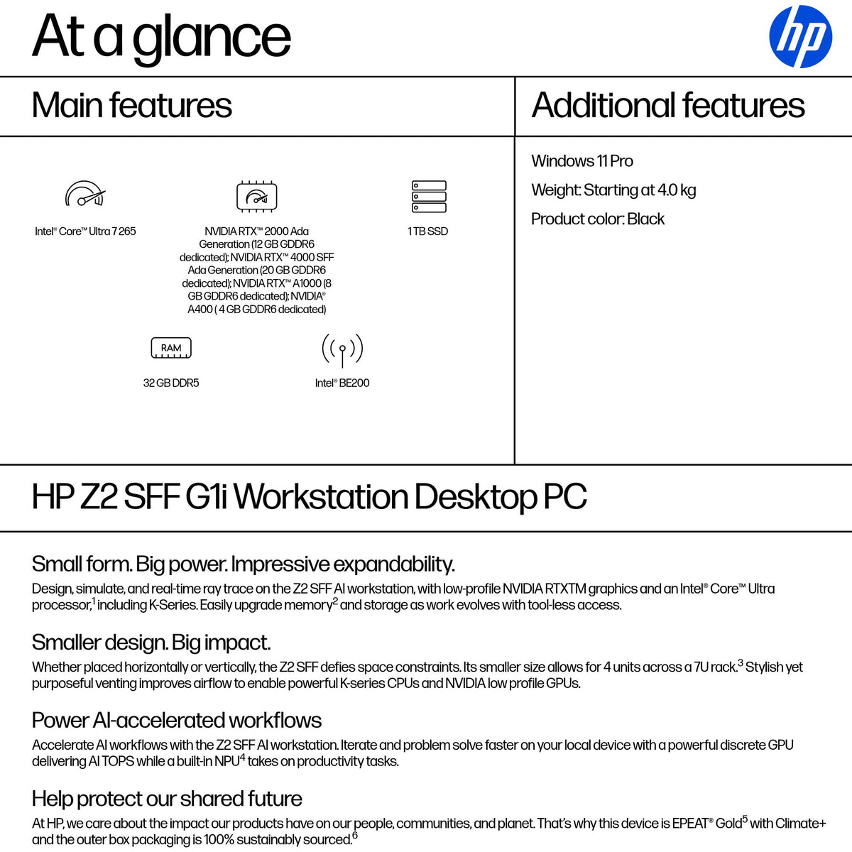 HP Z2 G1i Workstation – Core Ultra 7 265, 32GB, 1TB SSD, Windows 11 Pro, Black, B76QXET#ABU, image 3