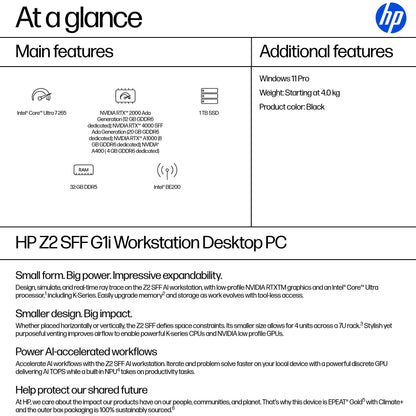 HP Z2 G1i Workstation – Core Ultra 7 265, 32GB, 1TB SSD, Windows 11 Pro, Black, B76QXET#ABU, image 3