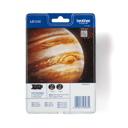 Brother LC-1240 Genuine Black Ink Cartridge 2-Pack, 600 Pages