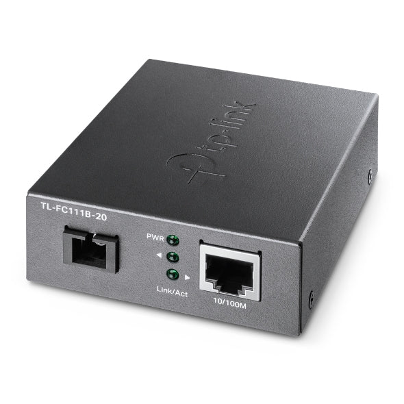 TP-LINK (TL-FC111B-20) 10/100 Mbps WDM Media Converter, up to 20km, 802.3u 10/100Base-TX, 100Base-FX, Single-Mode, Half-Duplex/Full-Duplex