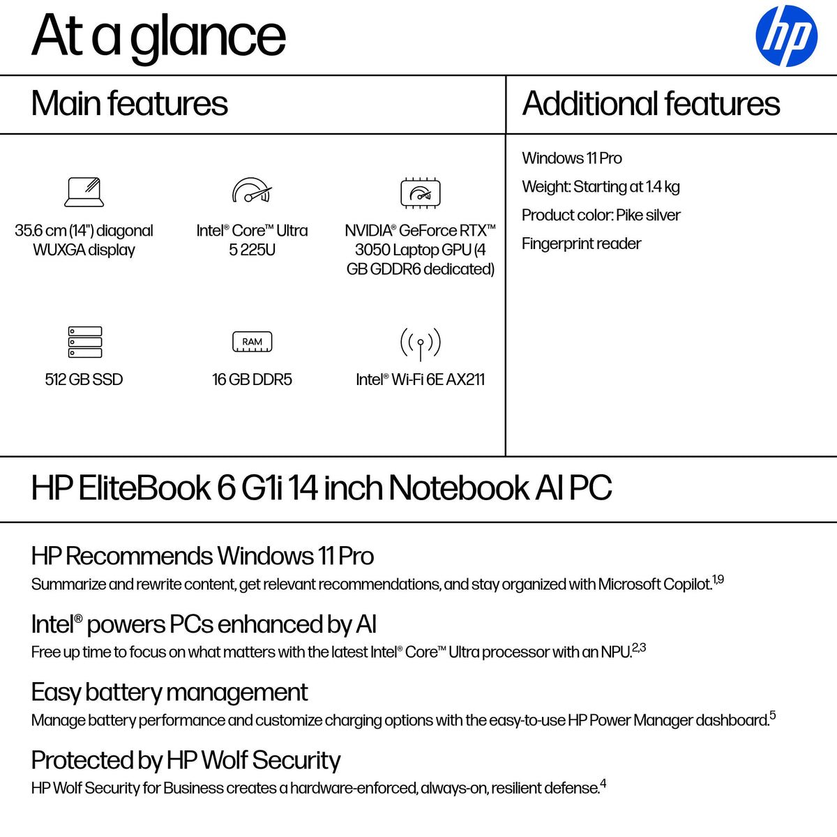 HP EliteBook 6 G1i AI 14" Laptop – Core Ultra 5 225U, 16GB, 512GB SSD, image 4