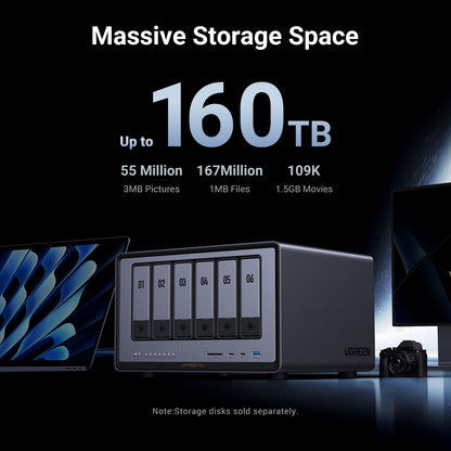 Ugreen NASync DXP6800Pro NAS Desktop Intel Core i5-1235U 8 GB DDR5 UGOS Pro Black, Grey, image 6