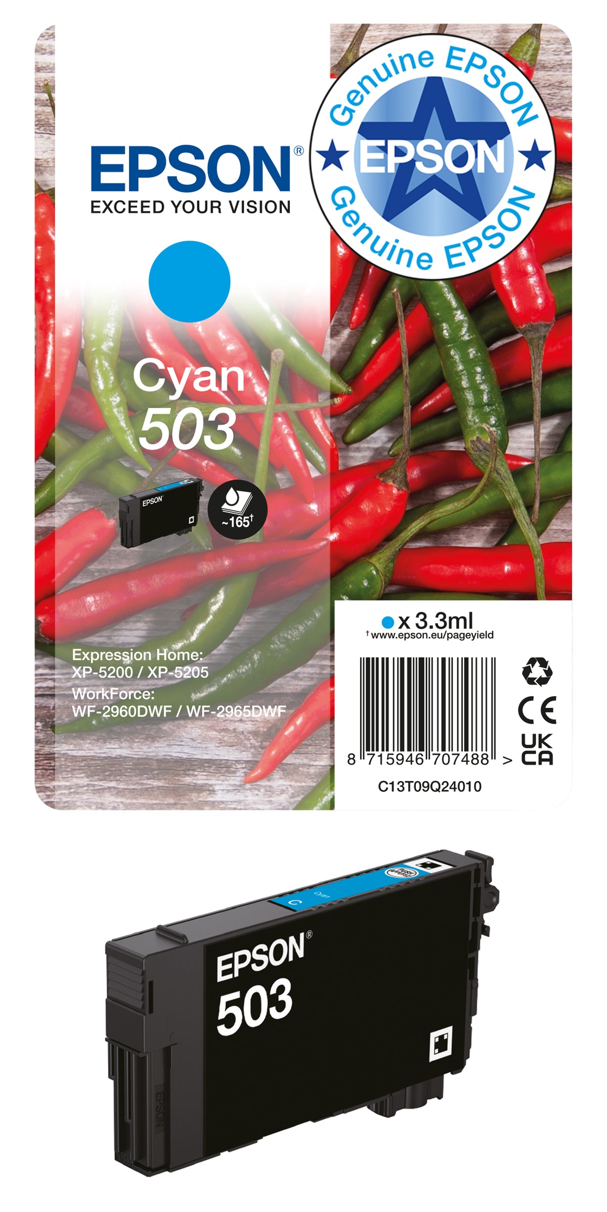 Epson 503 Genuine Yellow Ink Cartridge, 165 Pages, image 5