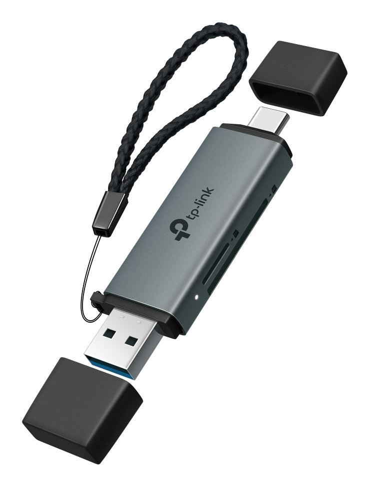TP-LINK (UA430D) External USB 3.0 Type-C & A to SD/microSD 3.0 Card Reader, Dual Card Reading/Writing, Aluminium