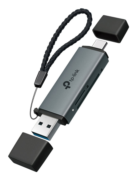 TP-LINK (UA430D) External USB 3.0 Type-C & A to SD/microSD 3.0 Card Reader, Dual Card Reading/Writing, Aluminium
