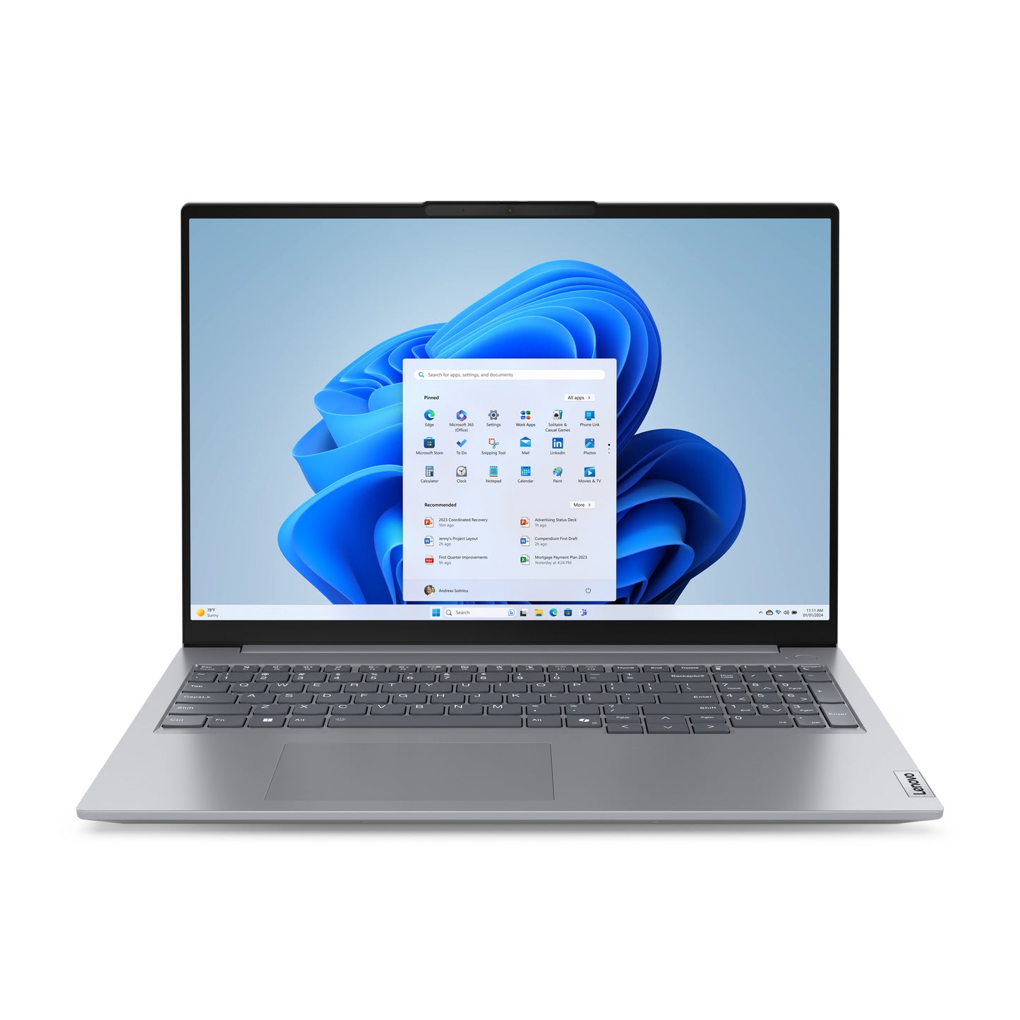 Lenovo ThinkBook 16 G7 ARP AMD Ryzen™ 5 7535HS Laptop 40.6 cm (16") WUXGA 16 GB DDR5-SDRAM 256 GB SSD Wi-Fi 6E (802.11ax) Windows 11 Pro UK English Grey