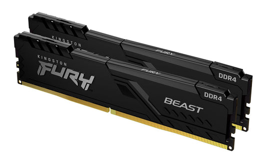Kingston Fury Beast 32GB Kit (2 x 16GB), DDR4, 3200MHz (PC4-25600), CL16, XMP, DIMM Memory