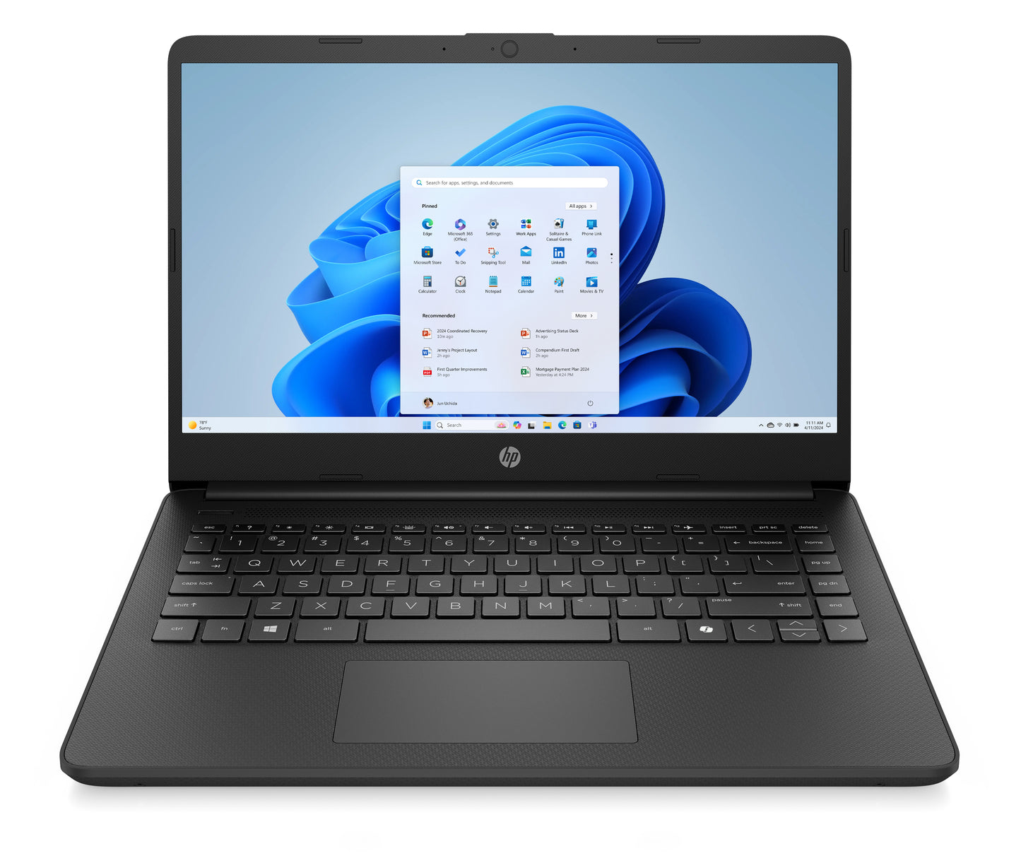 HP 14-dq6002na Intel® N N150 Laptop 35.6 cm (14") HD 4 GB DDR4-SDRAM 128 GB UFS Wi-Fi 6 (802.11ax) Windows 11 Home in S mode Black