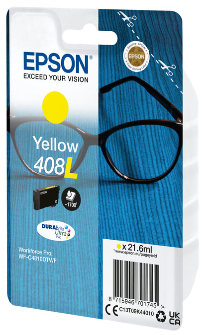 Epson 408L Genuine Yellow High-Yield Ink Cartridge, 1,700 Pages, image 2