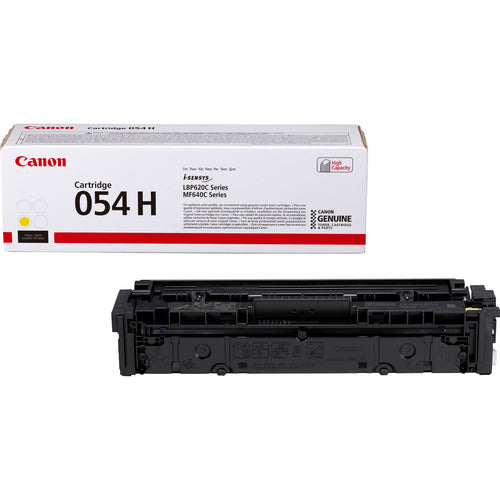 Canon 054H Genuine Yellow High-Yield Toner Cartridge, 2,300 Pages