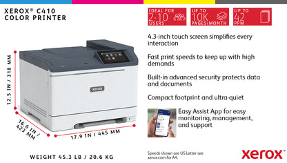 Xerox C410 A4 40ppm Duplex Printer PS3 PCL5e/6 2 Trays 251 Sheets A4 Laser Printer, image 5