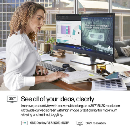 HP Series 7 Pro 39.7 inch 5K2K Conferencing Monitor-740pm 39.7" 5120x2160 IPS Monitor, 8Y2R2AA#ABU, image 5