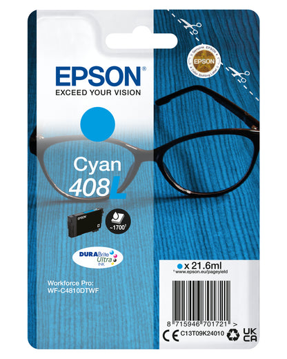Epson 408L Genuine Cyan High-Yield Ink Cartridge