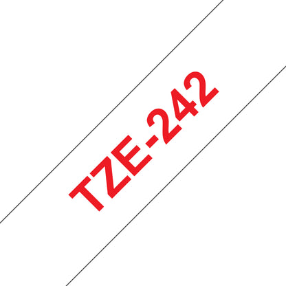 Brother TZe-242 Red on White Laminated Tape, 18mm x 8m