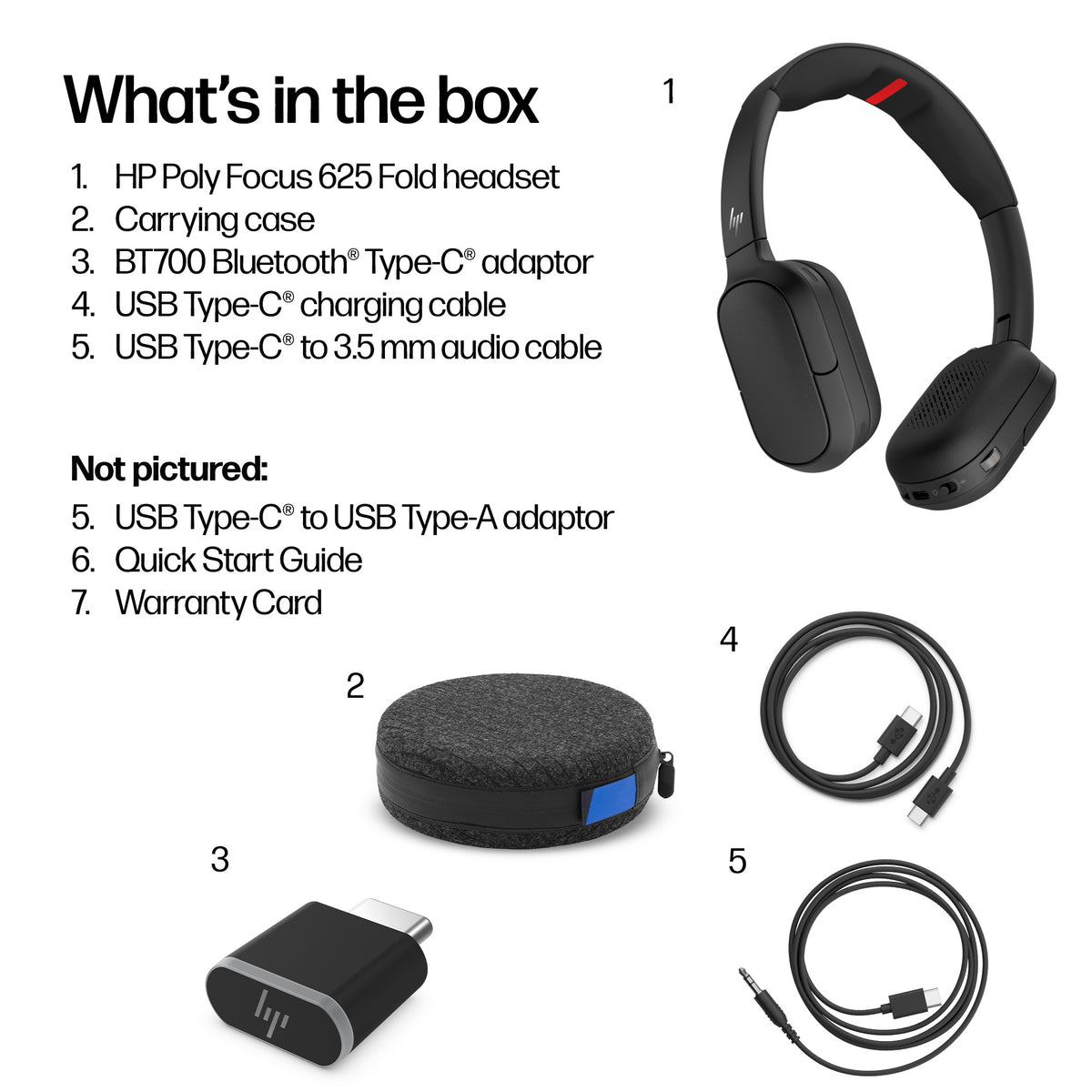 HP Focus 625 Fold Stereo Bluetooth Headset, image 3