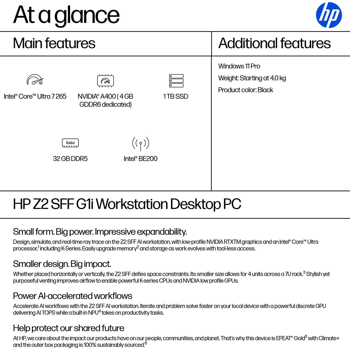 HP Z2 G1i Workstation – Core Ultra 7 265, 32GB, 1TB SSD, Windows 11 Pro, Black, B76QYET#ABU, image 3