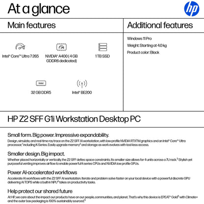 HP Z2 G1i Workstation – Core Ultra 7 265, 32GB, 1TB SSD, Windows 11 Pro, Black, B76QYET#ABU, image 3