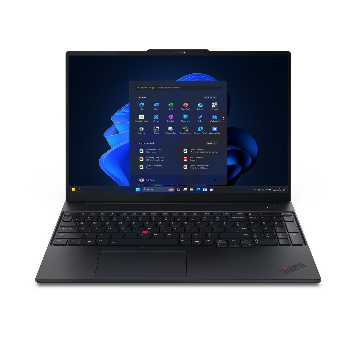 Lenovo ThinkPad E16 Gen 3 (Intel) Intel Core Ultra 7 255H Laptop 40.6 cm (16") WUXGA 16 GB DDR5-SDRAM 512 GB SSD Wi-Fi 6E (802.11ax) Windows 11 Pro UK English Black