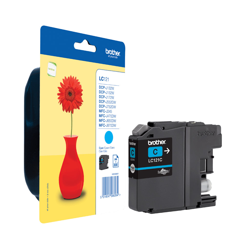 Brother LC-121C Genuine Cyan Ink Cartridge, 300 Pages, image 2
